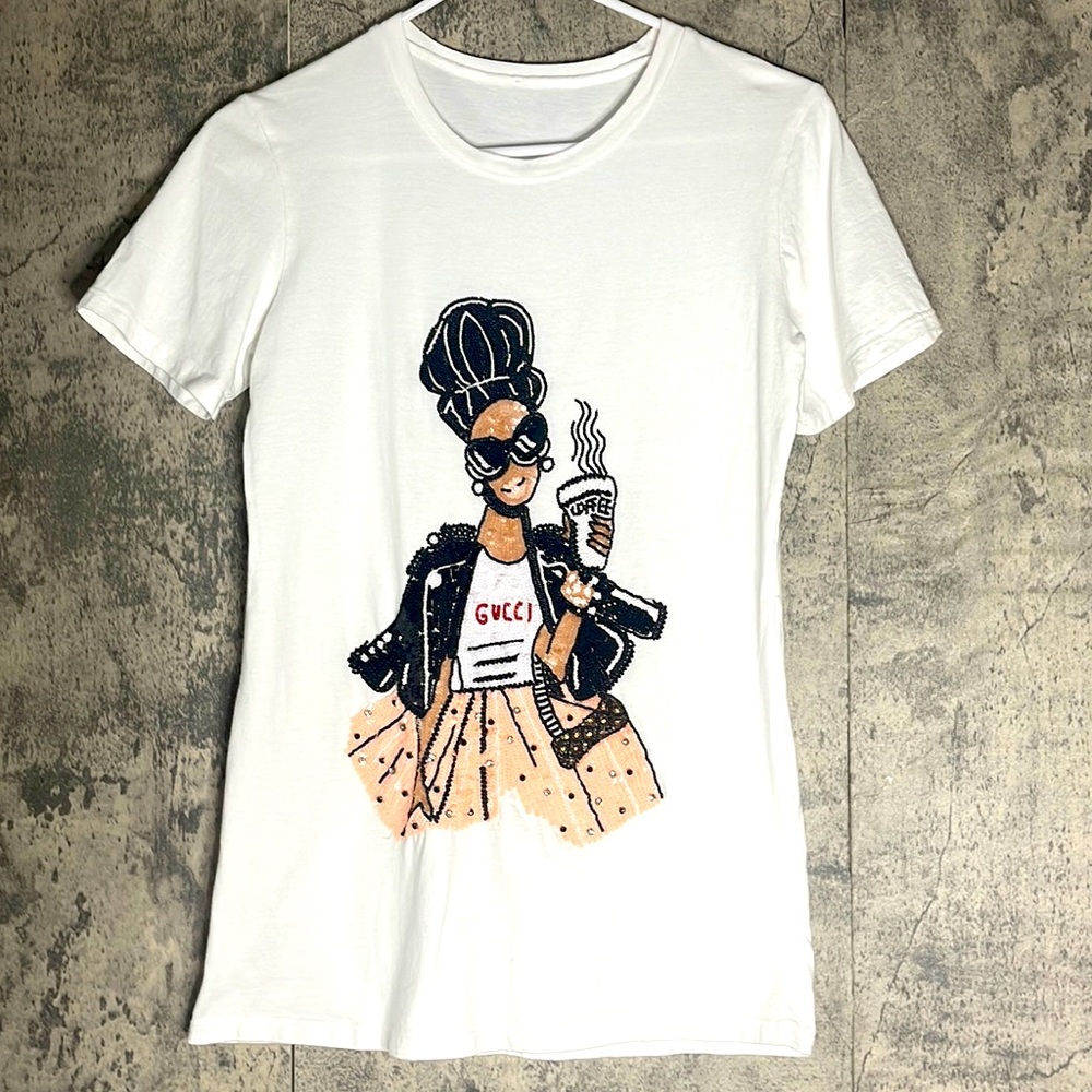 G Sequin Coffee Beauty T-shirt